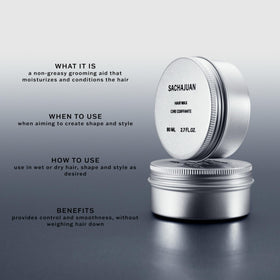 SACHAJUAN Hair Wax delivers polished shine and texture.