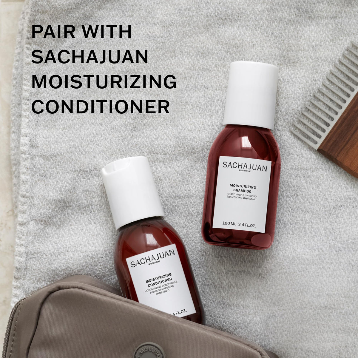 SACHAJUAN Moisturizing Shampoo on sink setup for daily use.