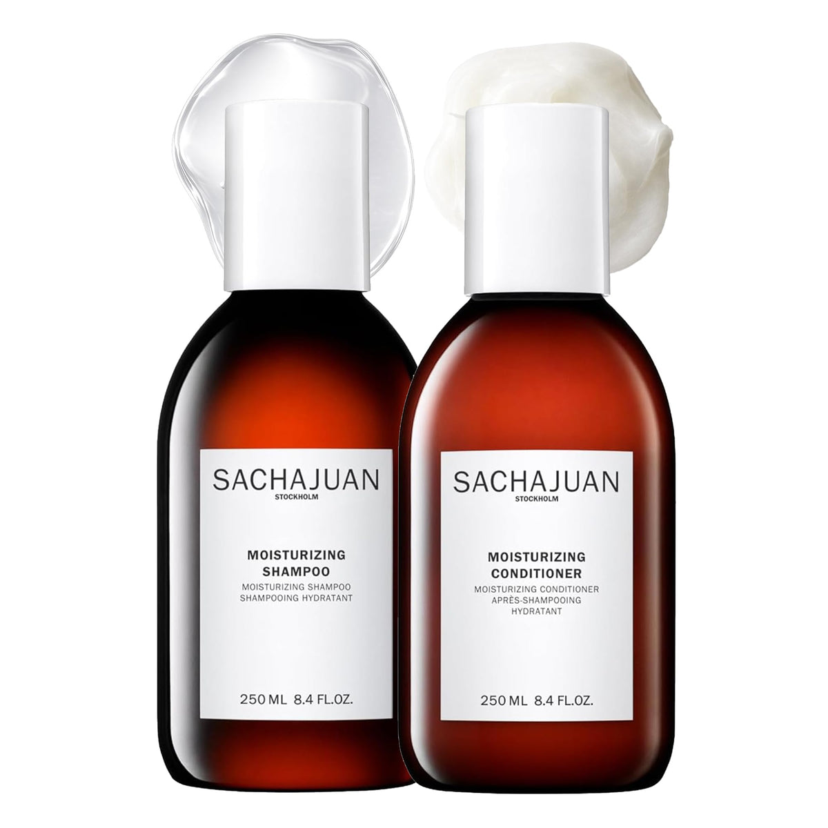 SACHAJUAN moisturizing shampoo set packaging showing compact bottles for travel