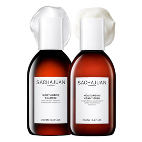 SACHAJUAN moisturizing shampoo set packaging showing compact bottles for travel