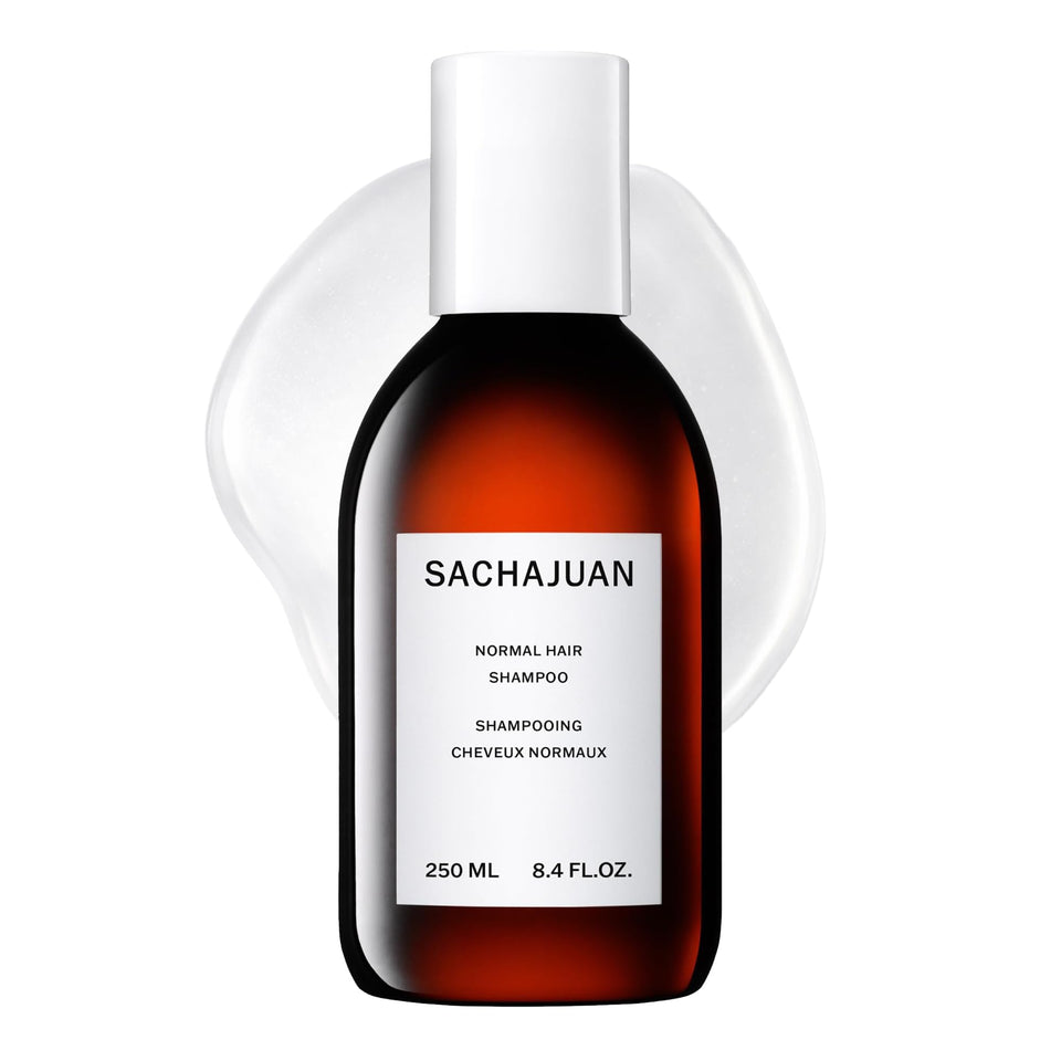 SACHAJUAN Normal Hair Shampoo bottle front showing lightweight hydration for daily use.