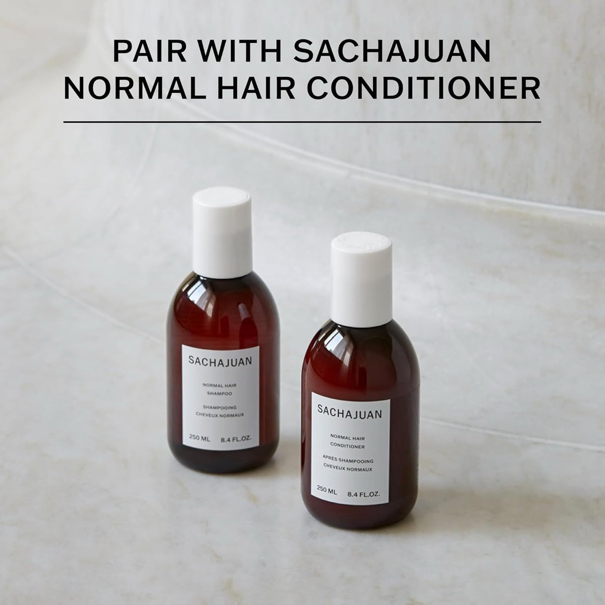 SACHAJUAN Normal Hair Shampoo application on hair strands demonstrating movement and bounce.