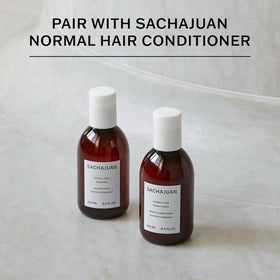 SACHAJUAN Normal Hair Shampoo application on hair strands demonstrating movement and bounce.