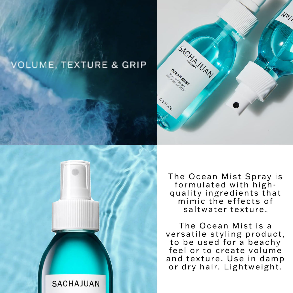 SACHAJUAN Ocean Mist applied during air-drying for volume