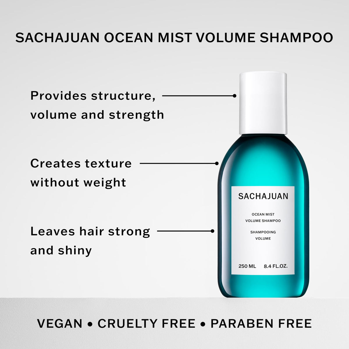 SACHAJUAN Ocean Mist Volume Shampoo lather forming on wet hair for texture.