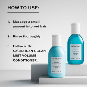 SACHAJUAN Ocean Mist Volume Shampoo shows texture and movement in hair.