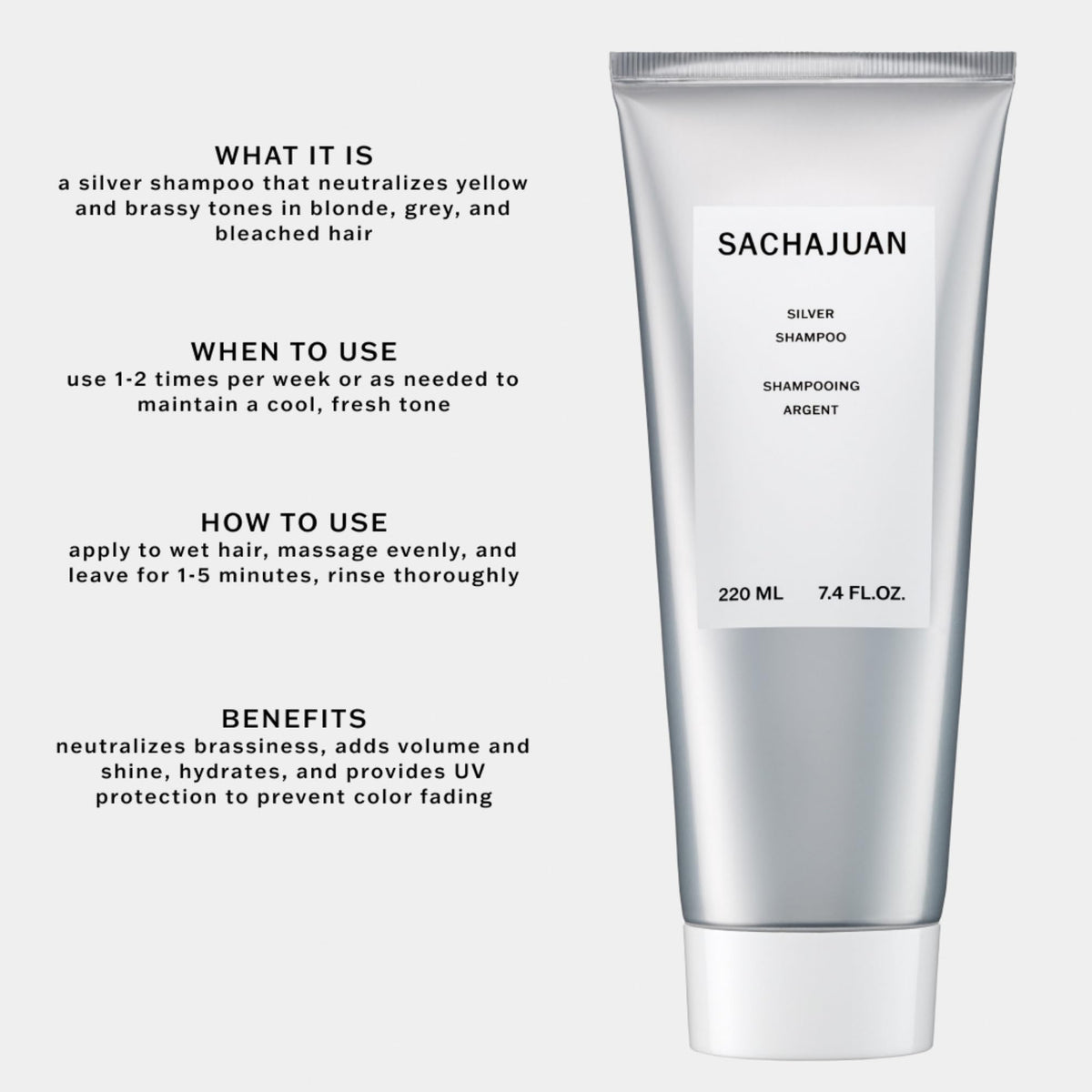 SACHAJUAN Silver Shampoo close-up blue pigments neutralizing yellow undertones