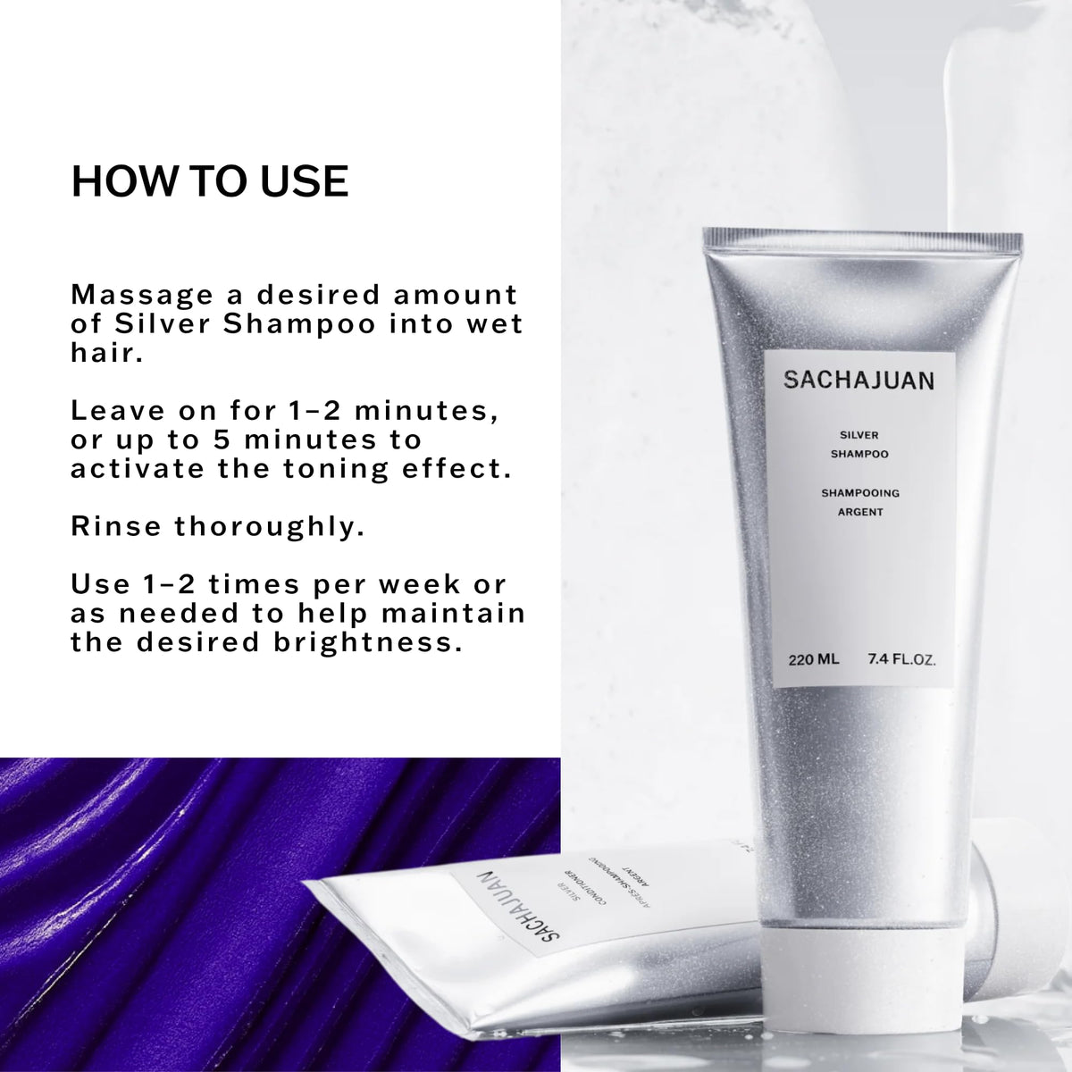 SACHAJUAN Silver Shampoo includes UV protection for color care