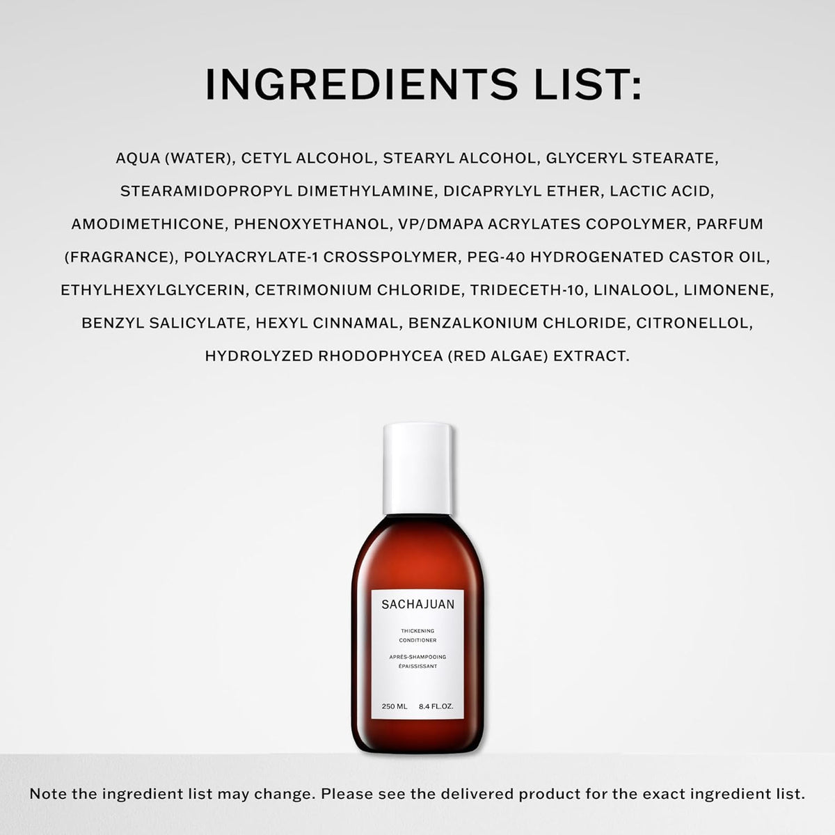 Vegan, cruelty-free SACHAJUAN Thickening Conditioner badge on packaging.