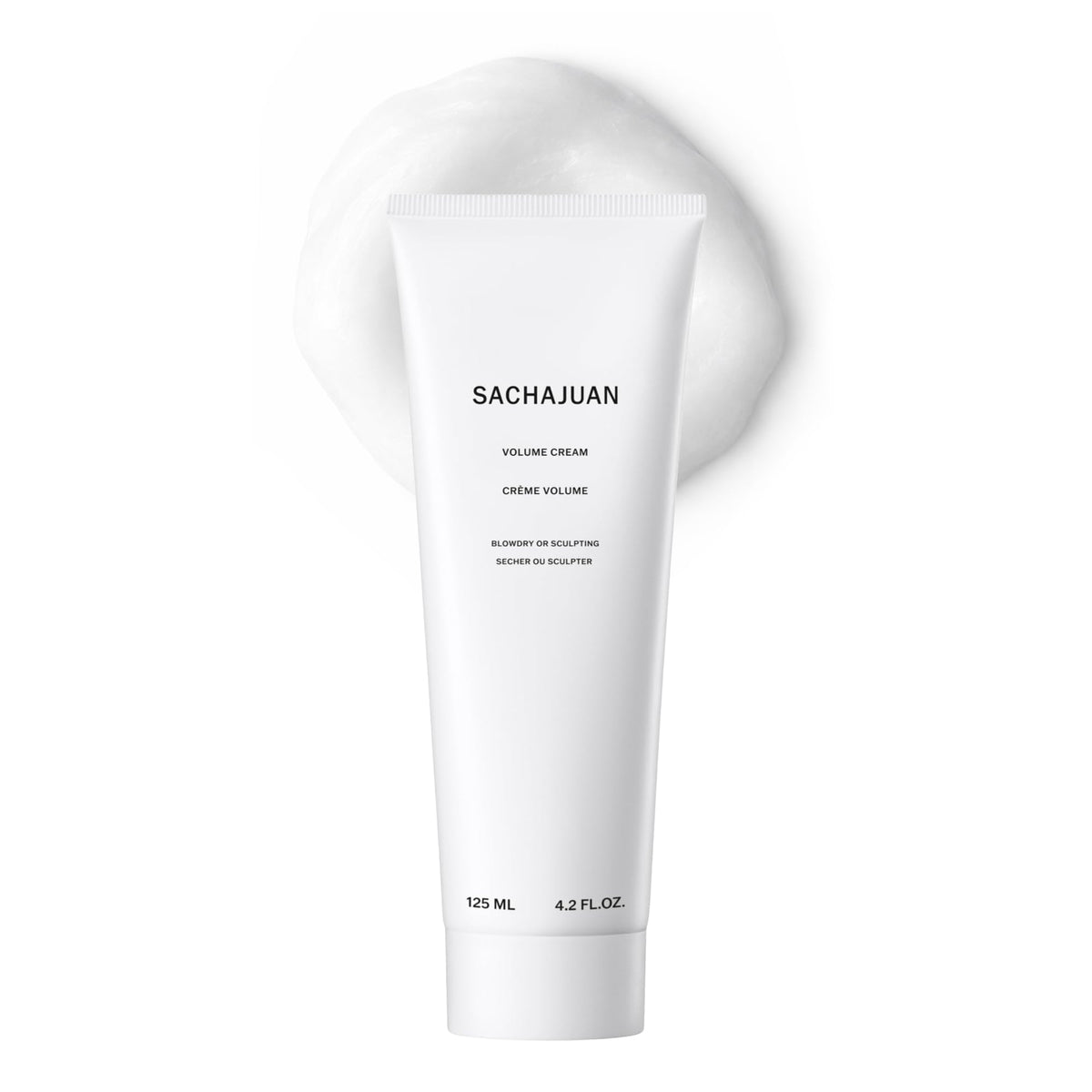 SACHAJUAN Volume Cream bottle close-up showing sleek packaging for volume boost.