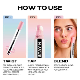 Sacheu Cheek STAY-N liquid blush applicator in closeup for controlled application