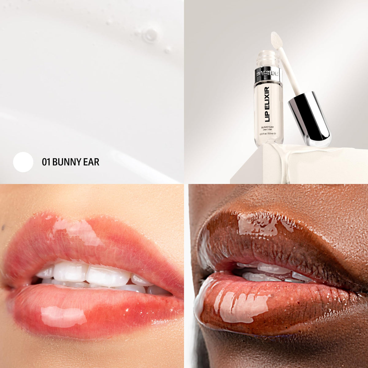 Sacheu Lip Elixir Nourishing Lip Glaze application brush for smooth, even coverage