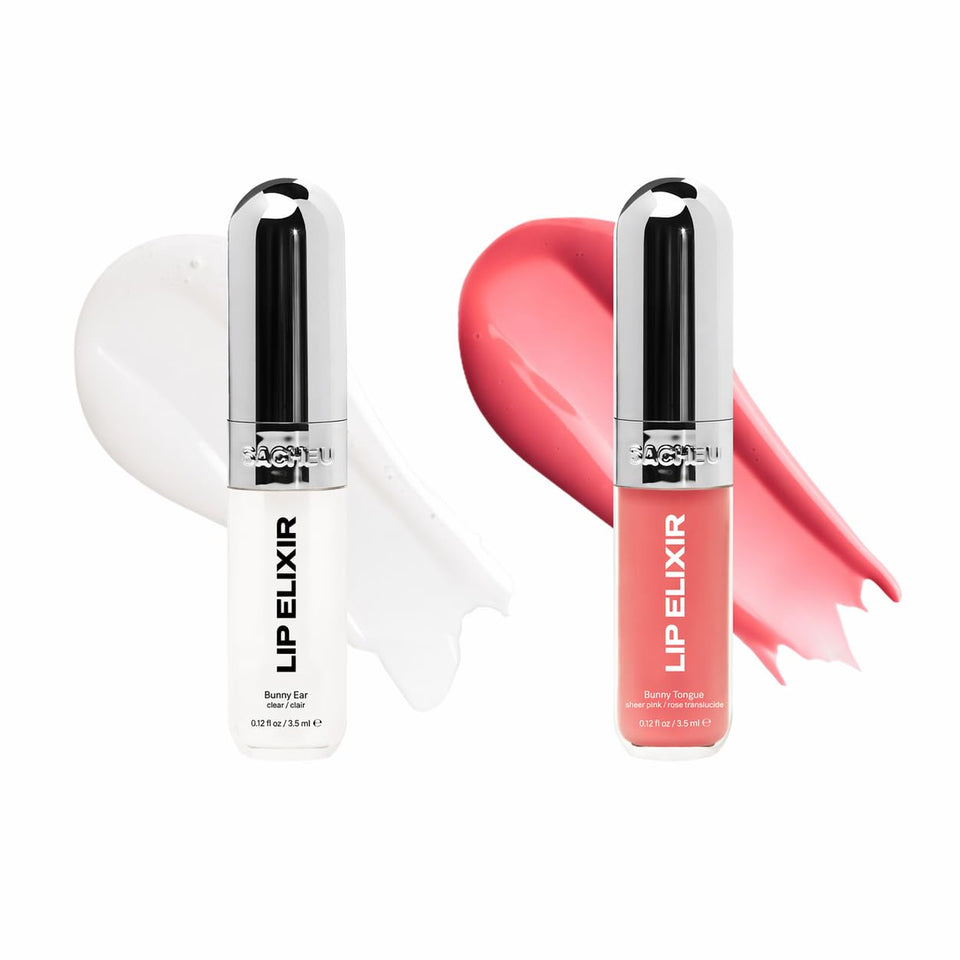 Sacheu Lip Elixir Nourishing Lip Glaze bottle closeup showing hydrating shine