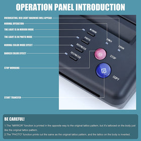 Sacnahe transfer printer top panel showing clear control buttons.
