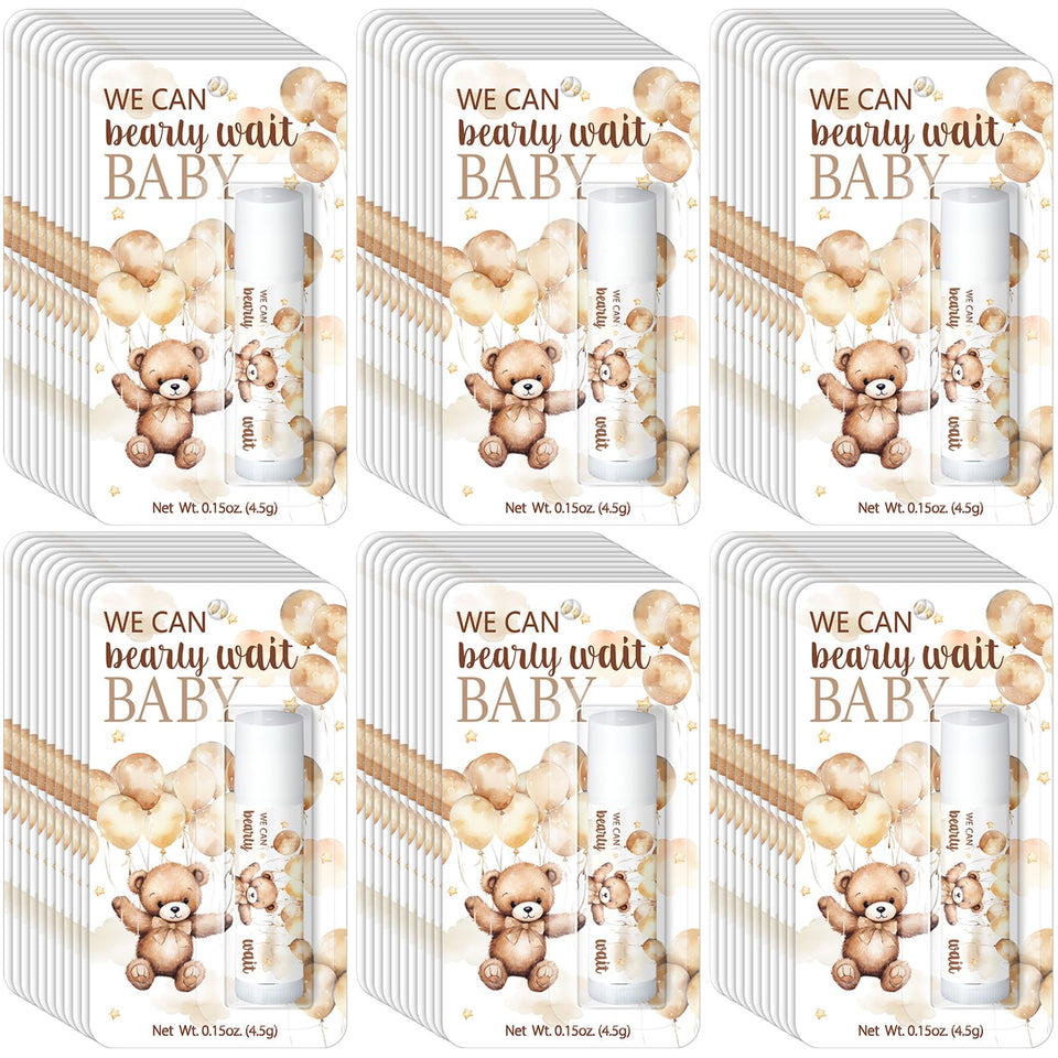 Sacubee bear lip balm packaging for festive baby shower prizes.