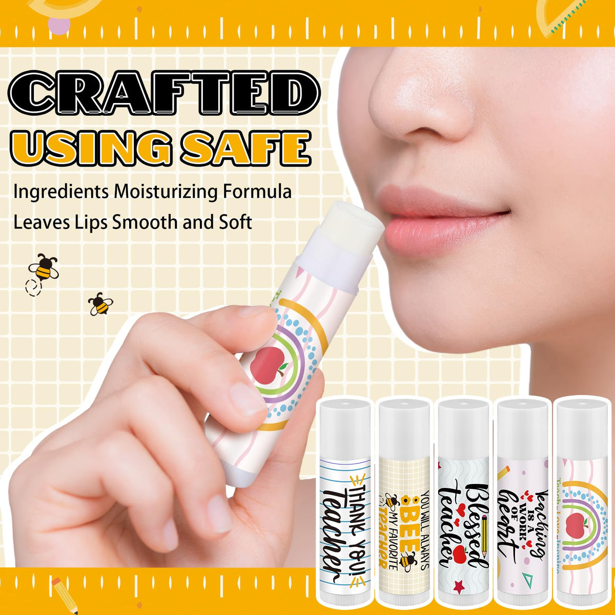 Sacubee individually wrapped lip balm for convenient, mess-free distribution.