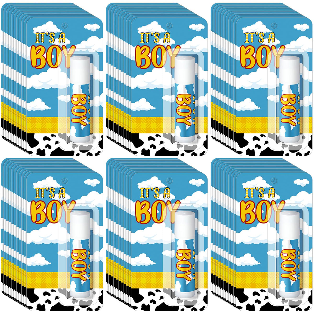 Sacubee It's a Boy lip balm prize pack for baby shower games.