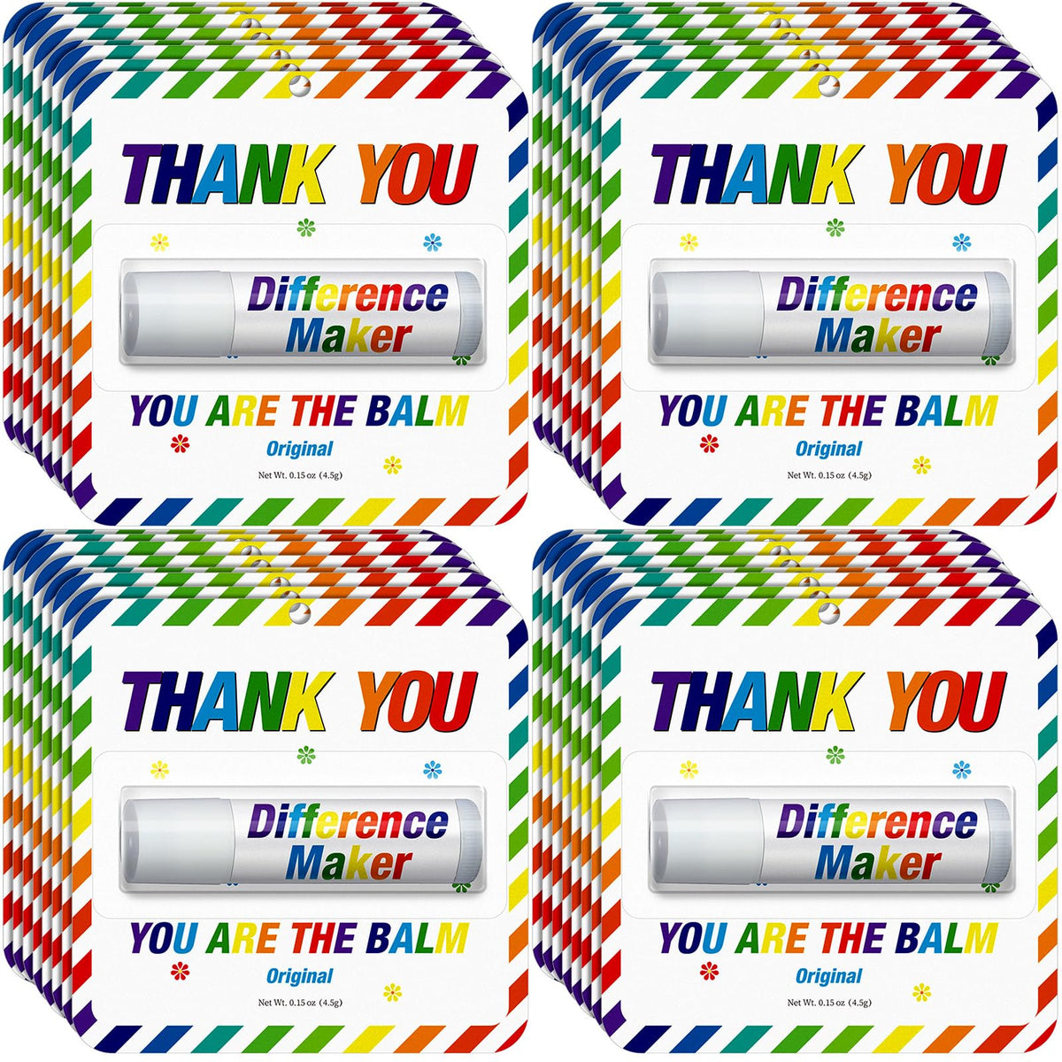 Sacubee rainbow lip balm pack, colorful bulk gift option for events
