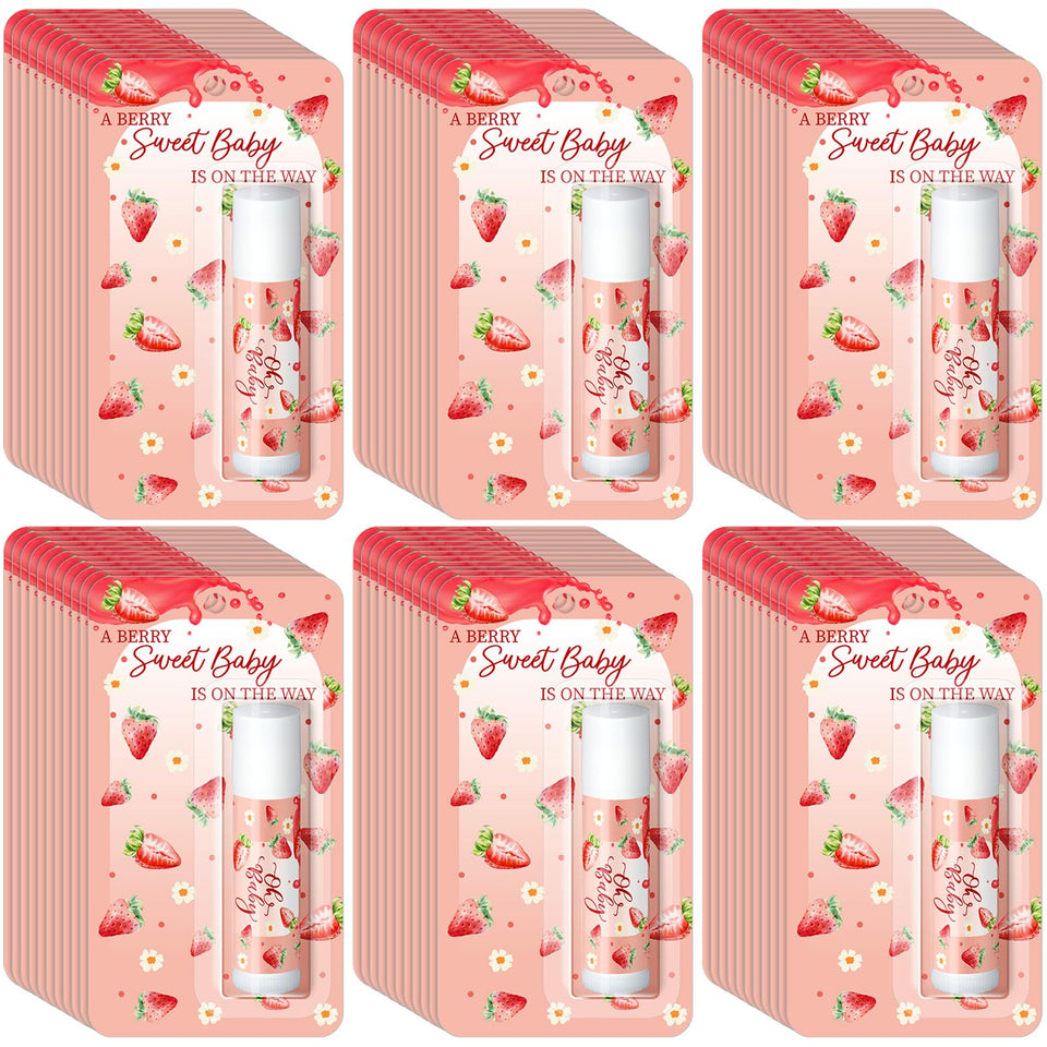 Sacubee strawberry lip balms bulk 30-pack for baby shower decor and favors