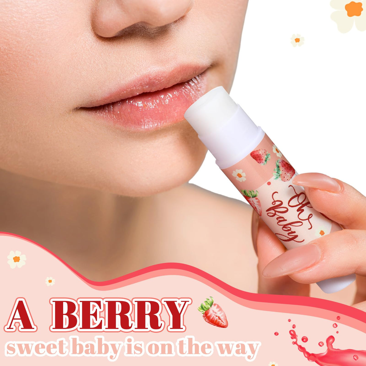 Sacubee strawberry lip balm close-up showing creamy texture
