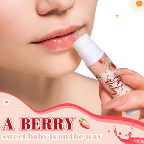 Sacubee strawberry lip balm close-up showing creamy texture
