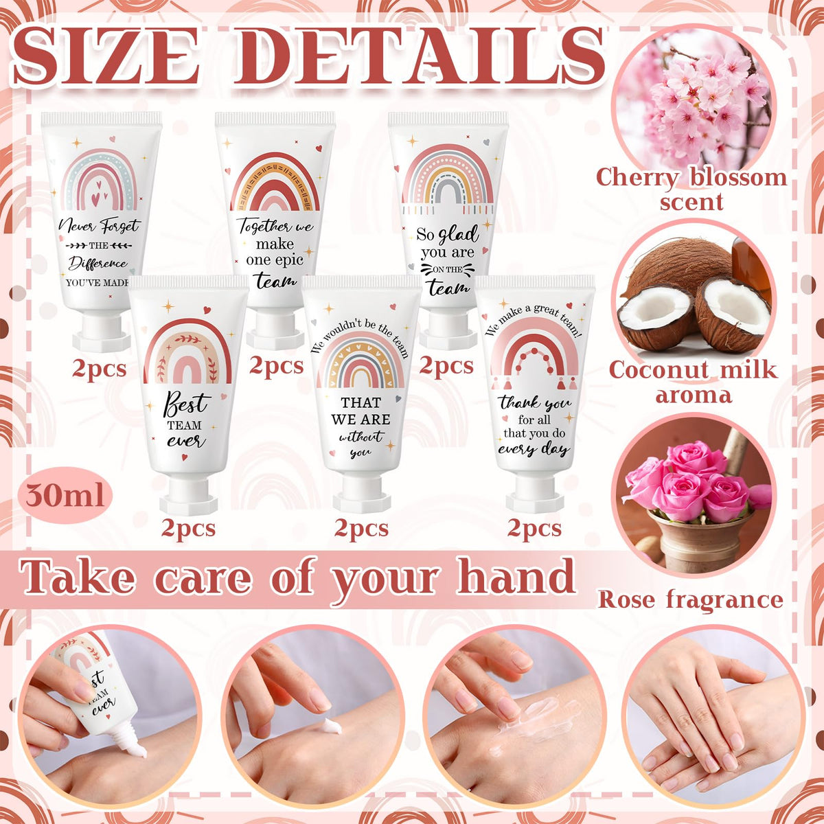 Sacubee twelve-pack hand creams in assorted patterns, ideal for sharing.