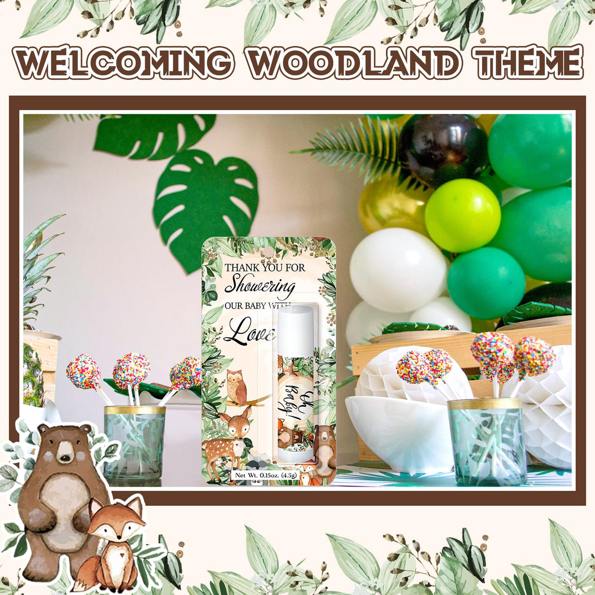 Sacubee woodland lip balm gift set for guests at events