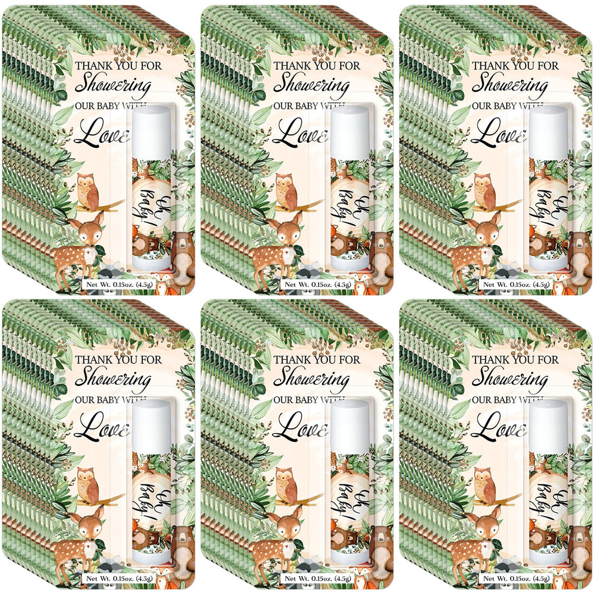 Sacubee woodland lip balm 30-pack prizes for baby showers