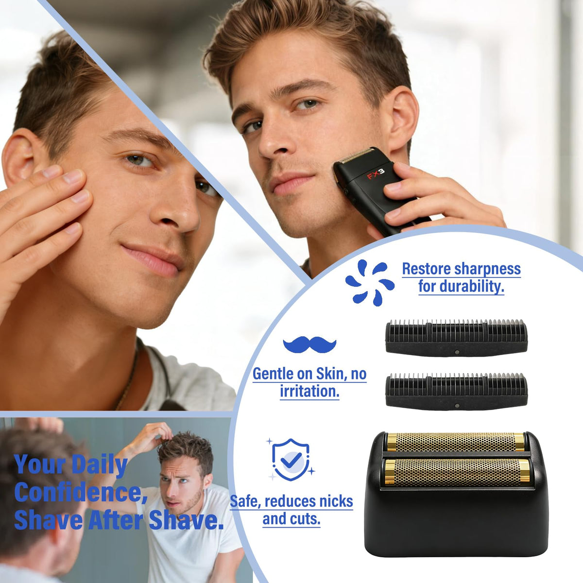 Sacumea packaging includes 1 shaver top and 2 cutters for value.