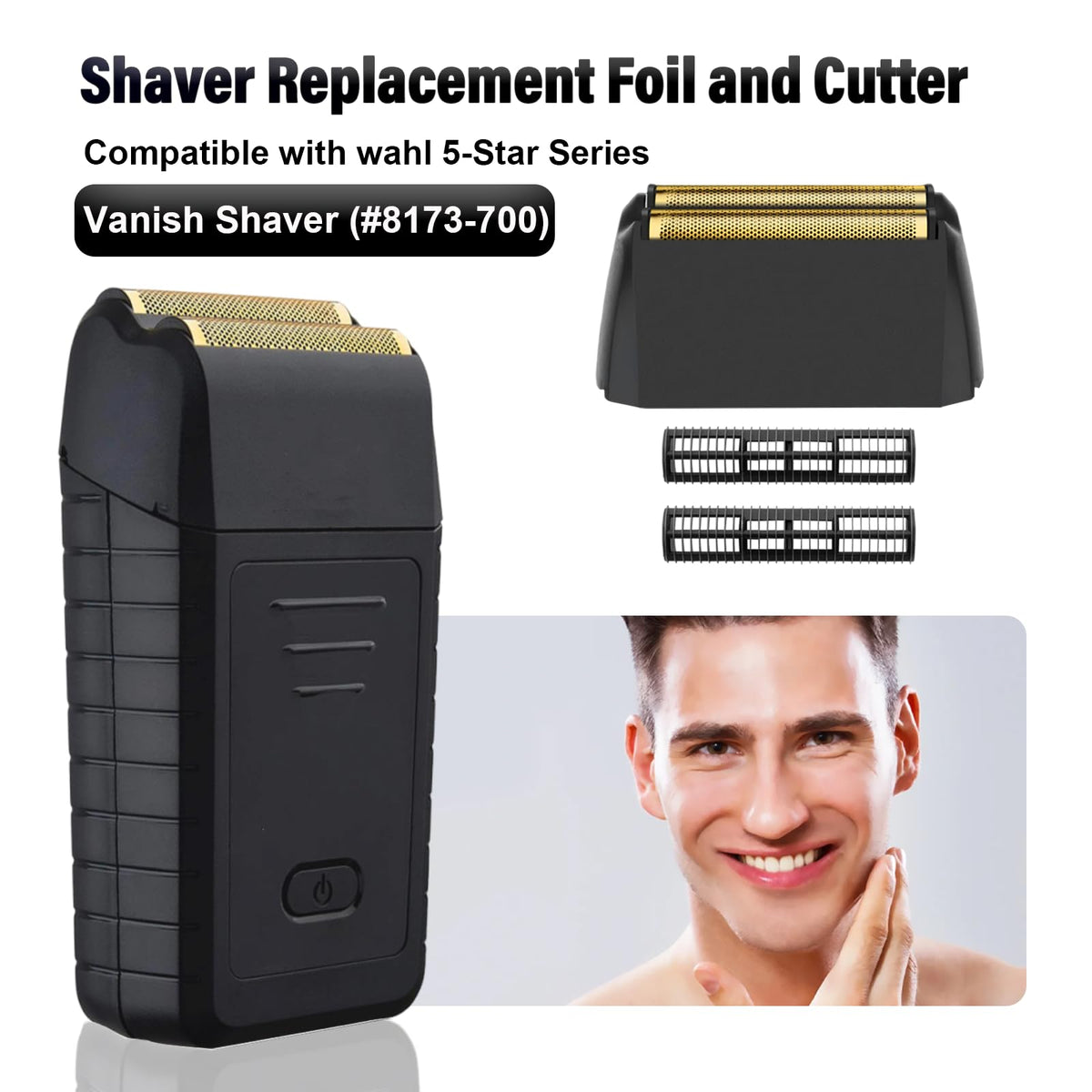 Sacumea Wahl Vanish foil closeup with hypoallergenic gold foil