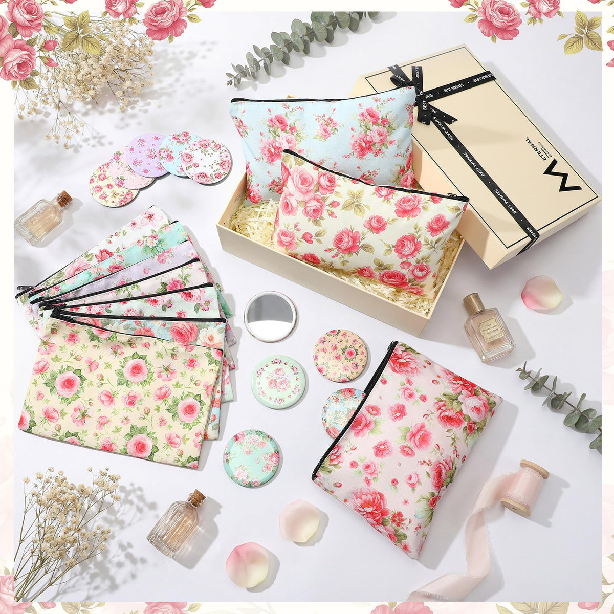 Sadnyy gift set of 10 bags and 10 mirrors, ready to gift.