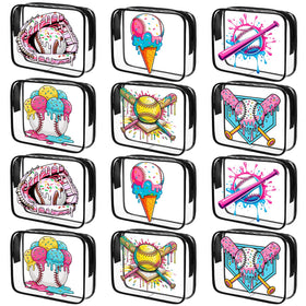Sadnyy ice cream drip baseball cosmetic bag for travel organization and quick access