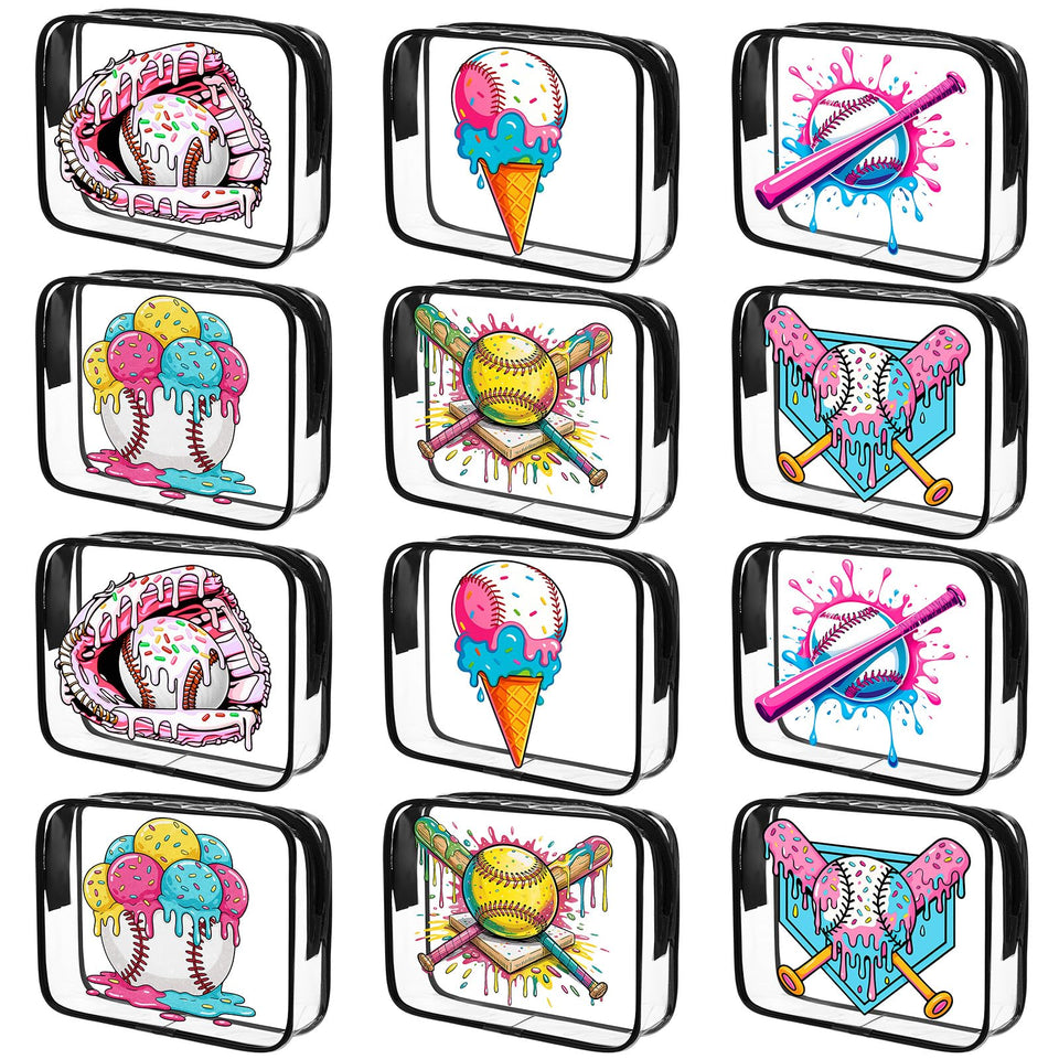 Sadnyy ice cream drip baseball cosmetic bag for travel organization and quick access