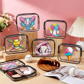 Sadnyy ice cream drip baseball makeup pouch perfect for storing toiletries on trips