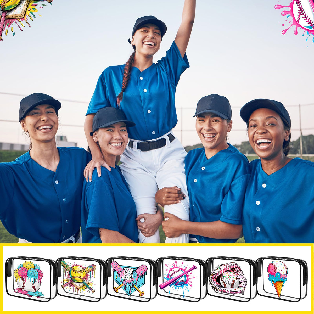 Sadnyy ice cream drip baseball bag's clear PVC keeps contents visible for easy access