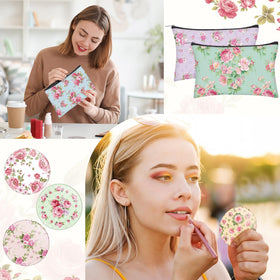 Sadnyy tinplate mirror with retro floral design for stylish carry.