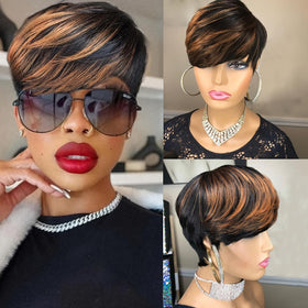 SAEIALL Pixie Wig adjustable cap demonstrates secure, comfortable fit.