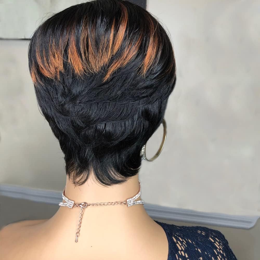 SAEIALL Pixie Wig model wearing for versatile street-ready style.