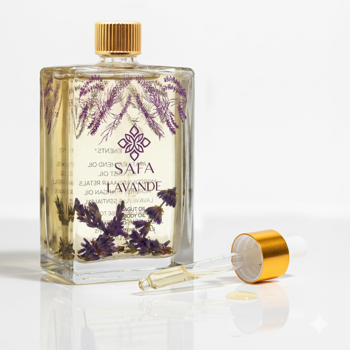SAFA Lavender Oil bottle close-up for daily use and pure botanicals
