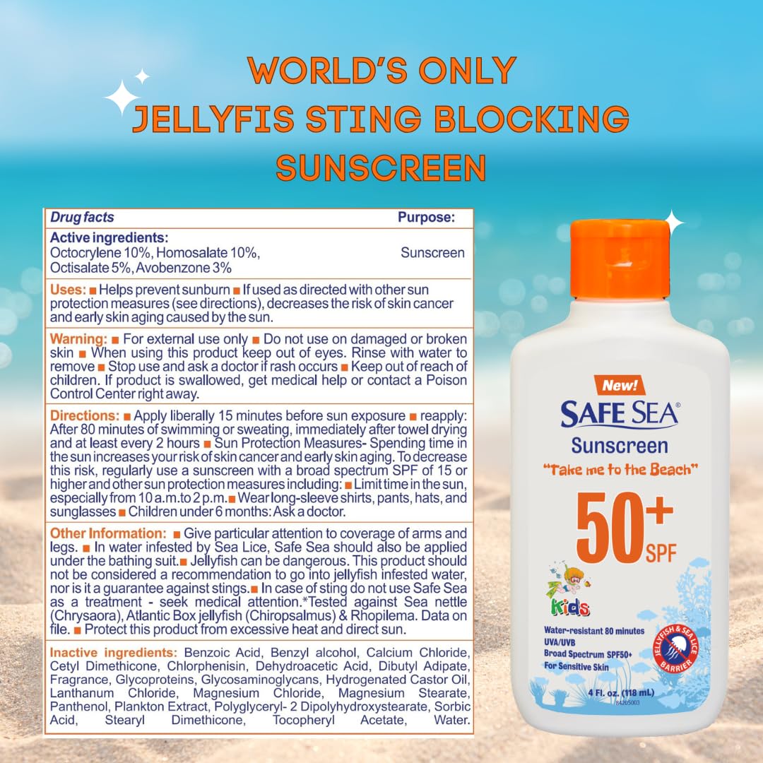 Safe Sea sunscreen applied on a child's face and arms