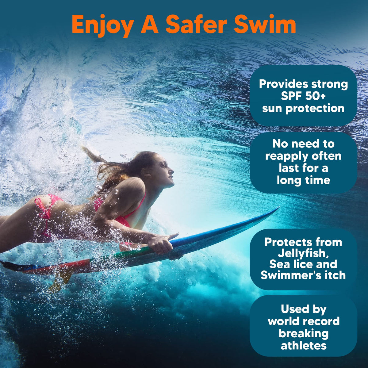 Reef-safe Safe Sea formula with sting protection icon