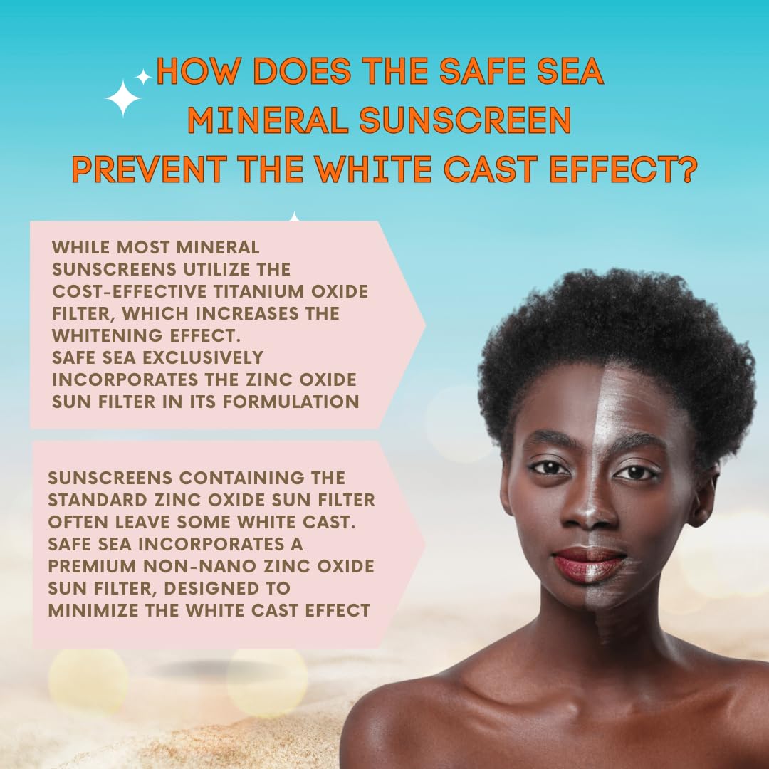 SAFE SEA SPF50 broad-spectrum sunscreen with water resistance for outdoor activities.