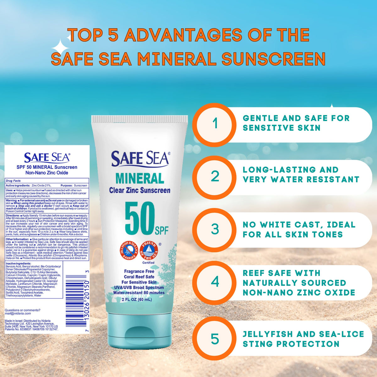 SAFE SEA sunscreen applied on the body for versatile protection