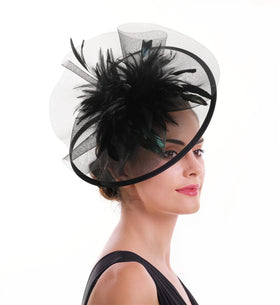SAFERIN Butterfly Fascinator Hat with butterfly feather veil for elegant tea parties