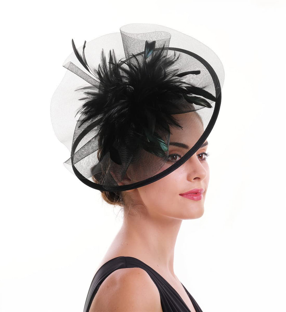 SAFERIN Butterfly Fascinator Hat with butterfly feather veil for elegant tea parties