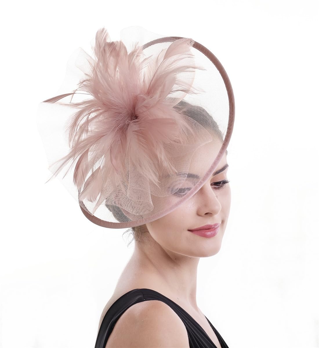 SAFERIN Butterfly Fascinator Hat pink front view, ideal for Derby events and party photos.
