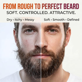Safiora Rivaro hands applying beard conditioner for even coverage and smoother texture