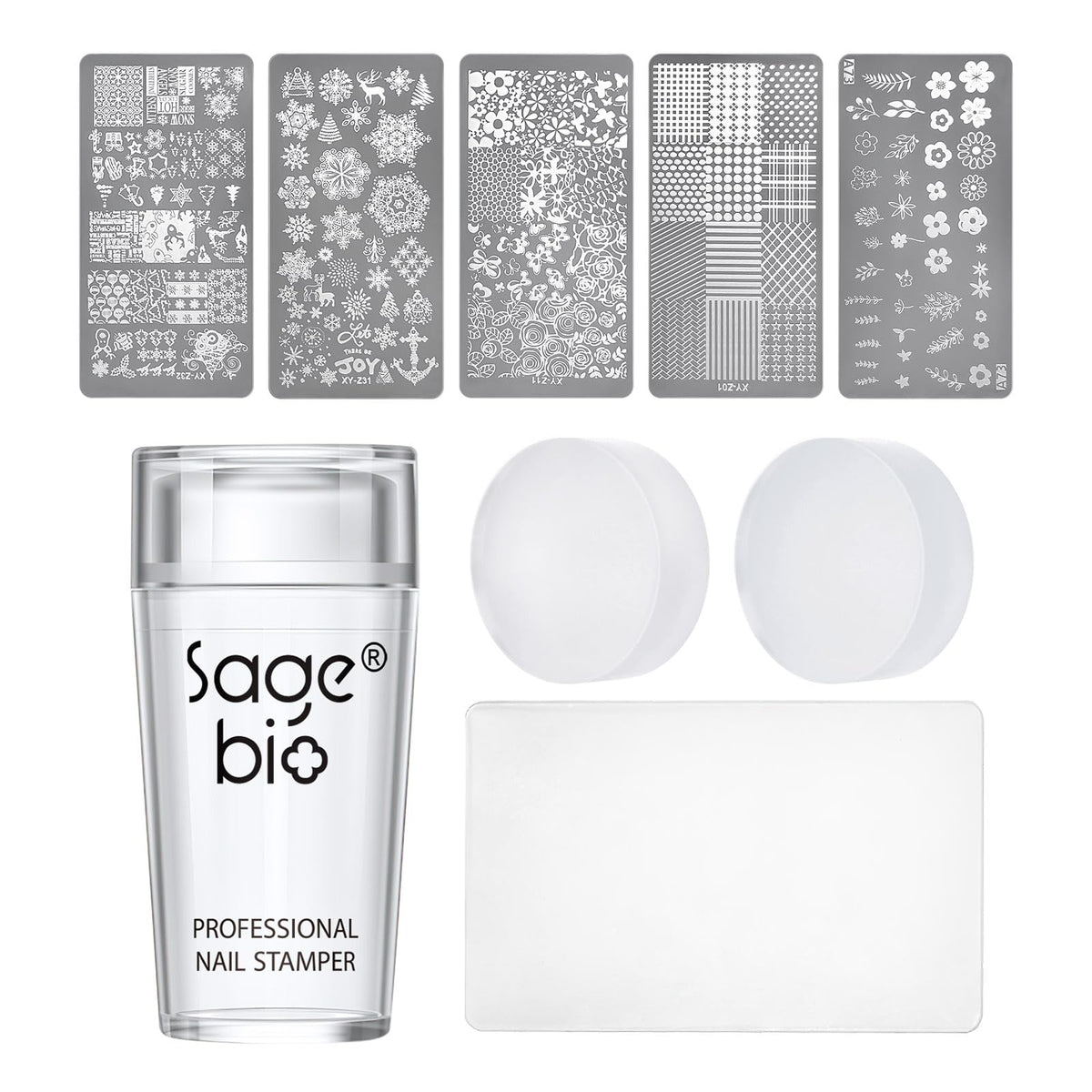 SAGEBIO Nail Art Stamper with clear body enables precise nail stamping.