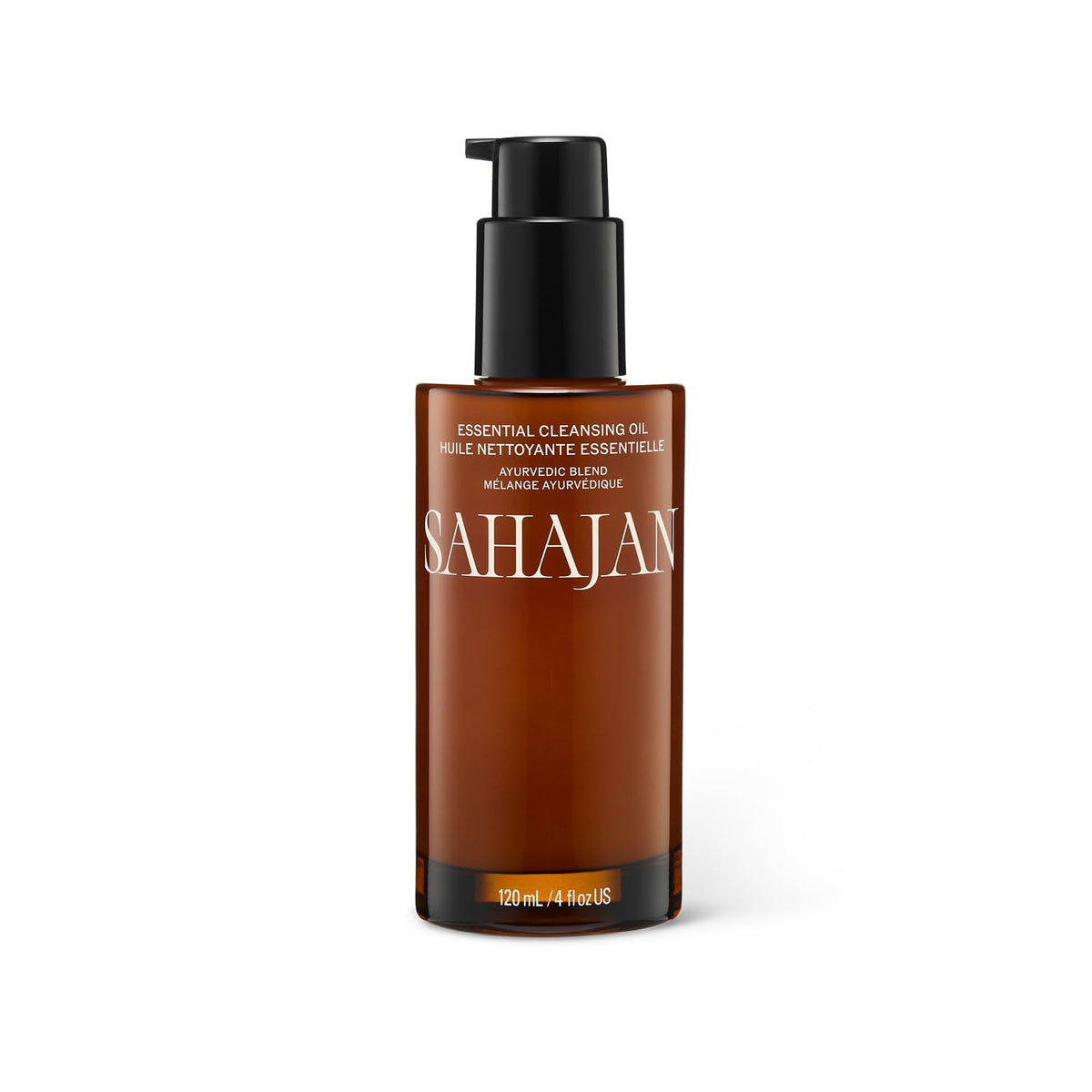 Sahajan Essential Cleansing Oil bottle pour for easy makeup removal and refreshed skin