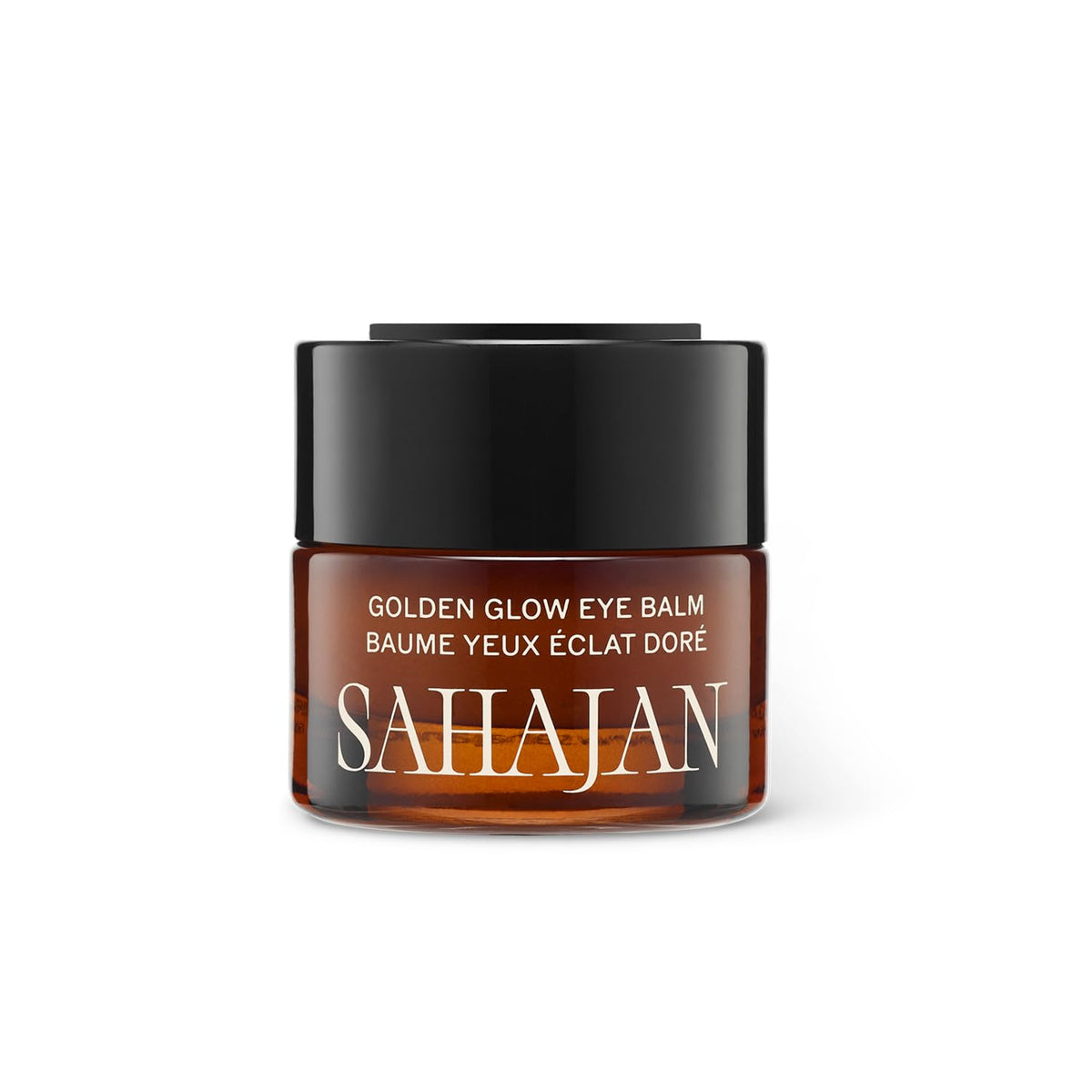 Sahajan Golden Glow Eye Balm closeup reveals rich balm texture for bright under-eye skin.